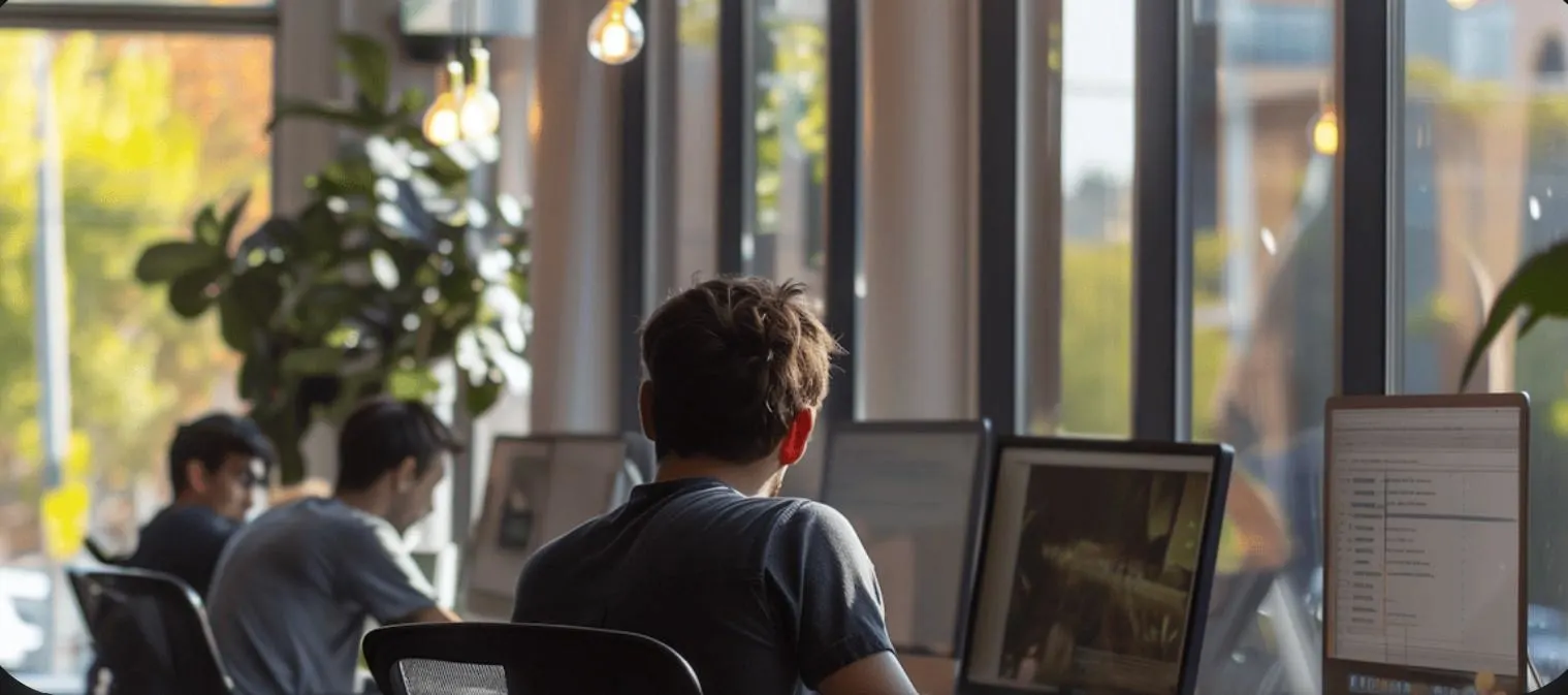 Team working with brand circles